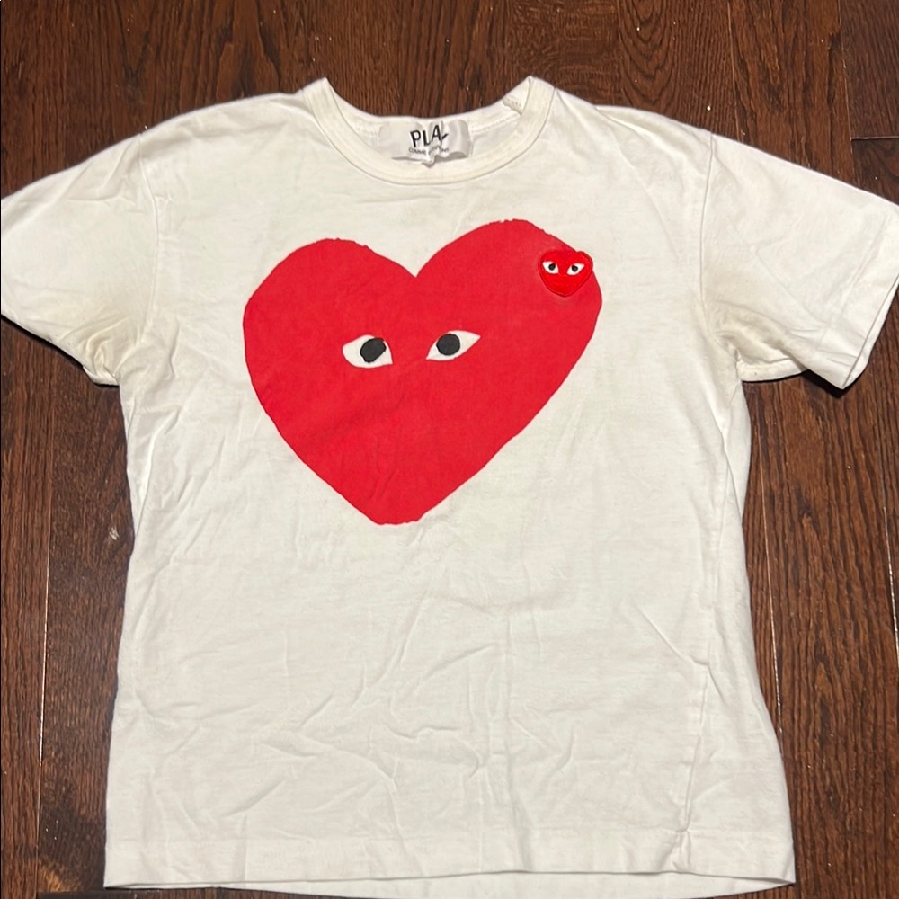 Comme des Garcons PLAY White Tee with Red Heart